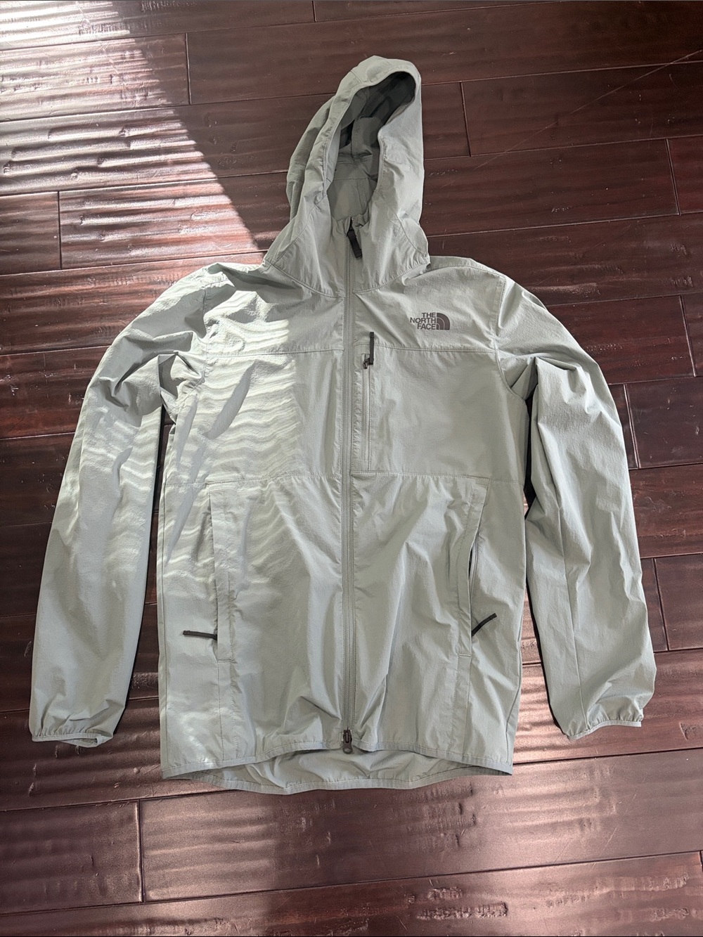 The North Face Men's Light Green Hooded Rain Jacket